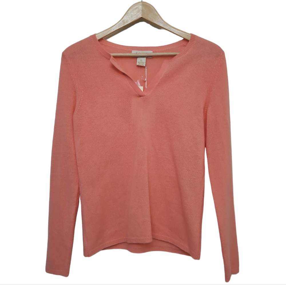 Peck & Peck Cashmere Split Neck Sqeater Size Petite Small